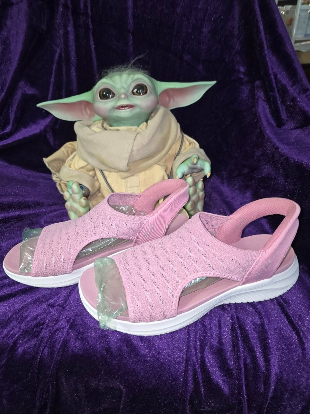 Skechers Women's Pink Slip-Ins Ultra Flex 3.0 Sun Warmth Sandal Size 11-12 - Exc